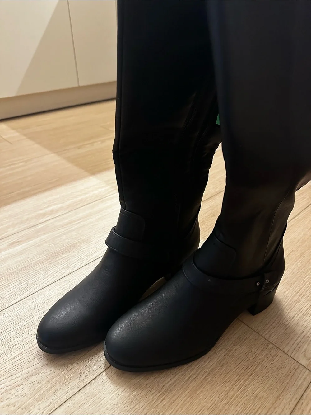 Women's Black Over-the-Knee Faux Leather Boots wide calf NWT